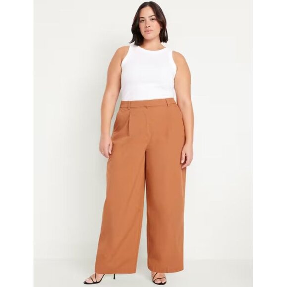 NWT Old Navy Extra High Poplin Taylor Wide-Leg Trouser Pants in Black Jack - 16 - Picture 4 of 9